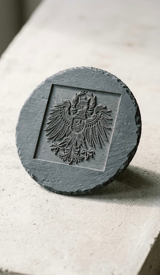 Tiroler Adler, tief in Schiefer graviert